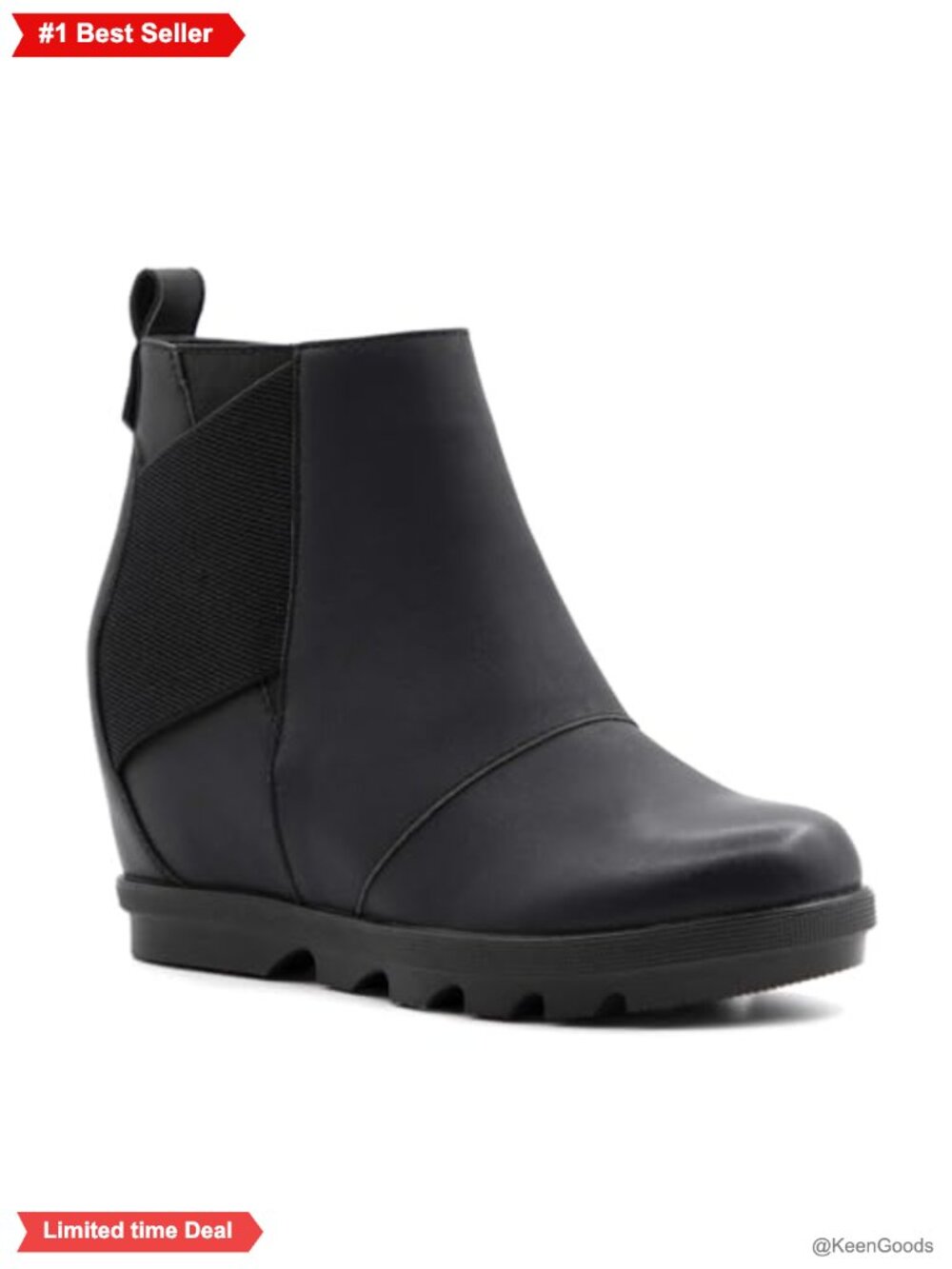 Women's Hidden Wedge Ankle Bootie Faux Leather Slip-On